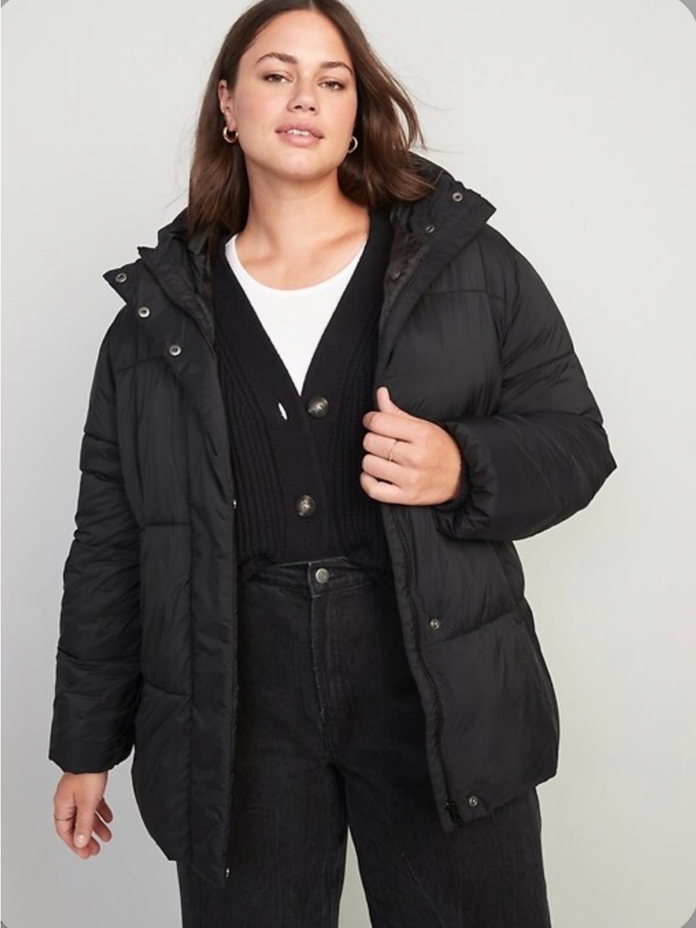 GAP Women's Black Quilted Hooded Puffer Jacket